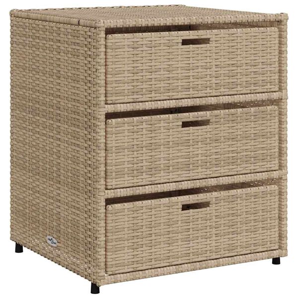 vidaXL Ντουλάπι Αποθήκευσης Κήπου Beige 55x59x69 εκ. Συνθετικό Ρατάν