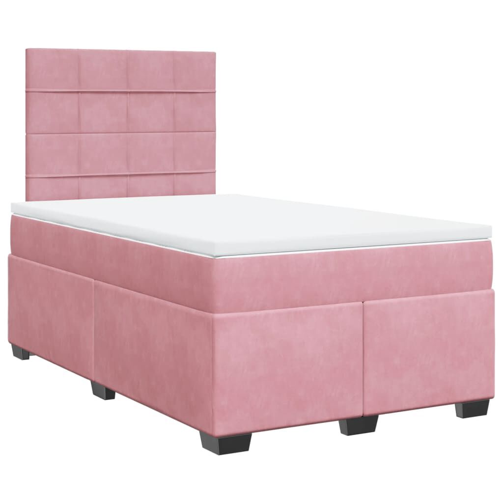 vidaXL Κρεβάτι Boxspring με Στρώμα Ροζ 120x200 εκ. Βελούδινο