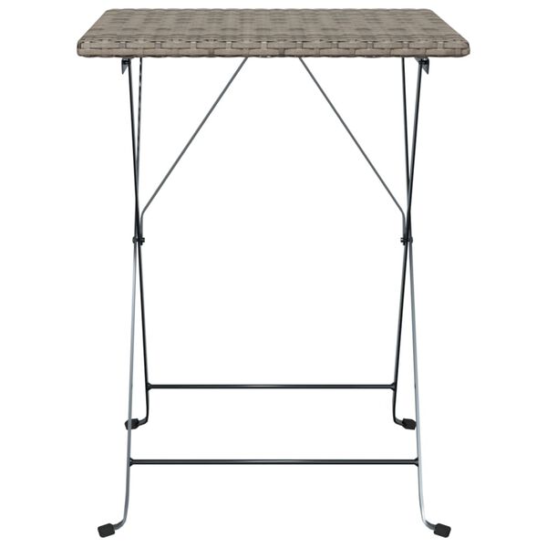 vidaXL Τραπέζι Bistro Πτυσσόμενο Γκρι 55x54x71 εκ. από Συνθετικό Ρατάν