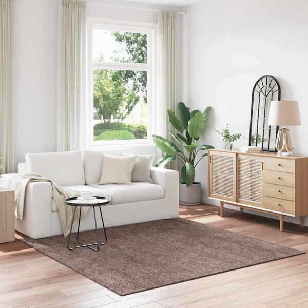 vidaXL Αντιολισθητικό Σαγκί Χαλάκι Καφέ 200 x 200 cm PP