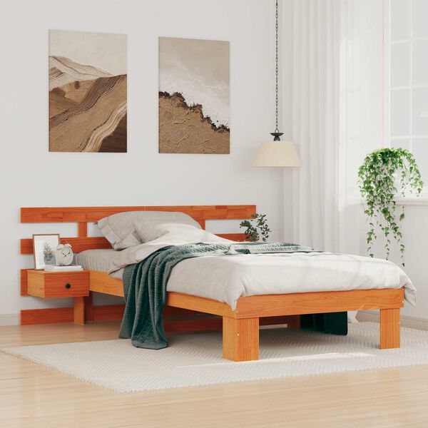 vidaXL Σκελετός Κρεβατιού Καφέ κεριού 75 x 190 cm Συμπαγές ξύλο πεύκου