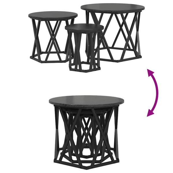 vidaXL Κομοδίνο Μονάδας 3 pcs Μαύρη δρυς 53 x 53 x 40 cm