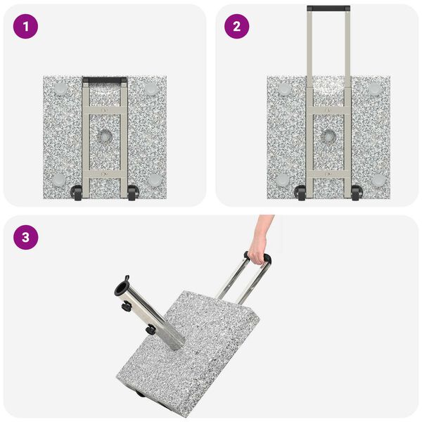 vidaXL Βάση Ομπρέλας με Ρόδες Γκρι Γρανίτη 29 kg Τετράγωνη