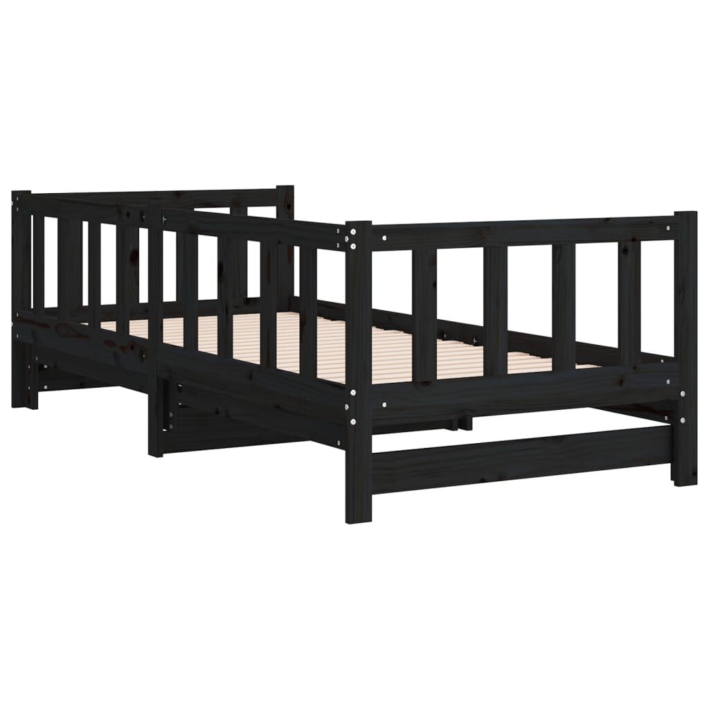 vidaXL Καναπές Κρεβάτι Μαύρος 2 x (90 x 200) εκ. από Μασίφ Ξύλο Πεύκου