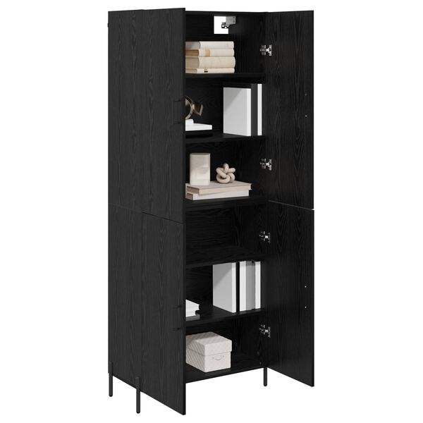 vidaXL Highboard &Mu;&alpha;ύ&rho;&eta; &Omicron;&xi;&upsilon;ά 69,5 x 34 x 180 &epsilon;&kappa;. &Epsilon;&pi;&epsilon;&xi;&epsilon;&rho;&gamma;&alpha;&sigma;&mu;έ&nu;&omicron; &xi;ύ&lambda;&omicron;