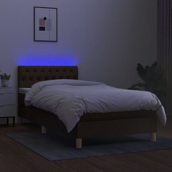 vidaXL &Kappa;&rho;&epsilon;&beta;ά&tau;&iota; Boxspring &mu;&epsilon; &Sigma;&tau;&rho;ώ&mu;&alpha; & LED &Sigma;&kappa;.&Kappa;&alpha;&phi;έ 90x200 &epsilon;&kappa;. &Upsilon;&phi;&alpha;&sigma;&mu;ά&tau;&iota;&nu;&omicron;