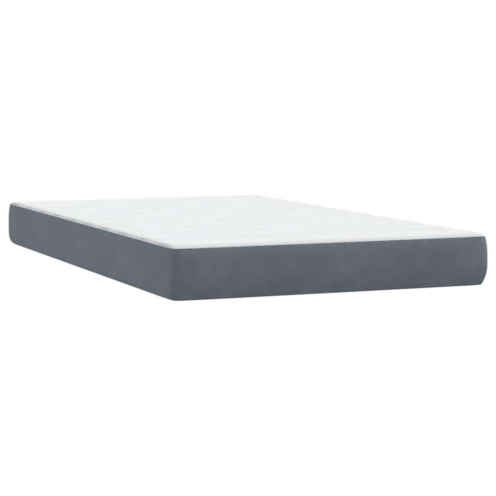 vidaXL Κρεβάτι Boxspring με Στρώμα Σκούρο Γκρι 120x210 εκ. Βελούδινο