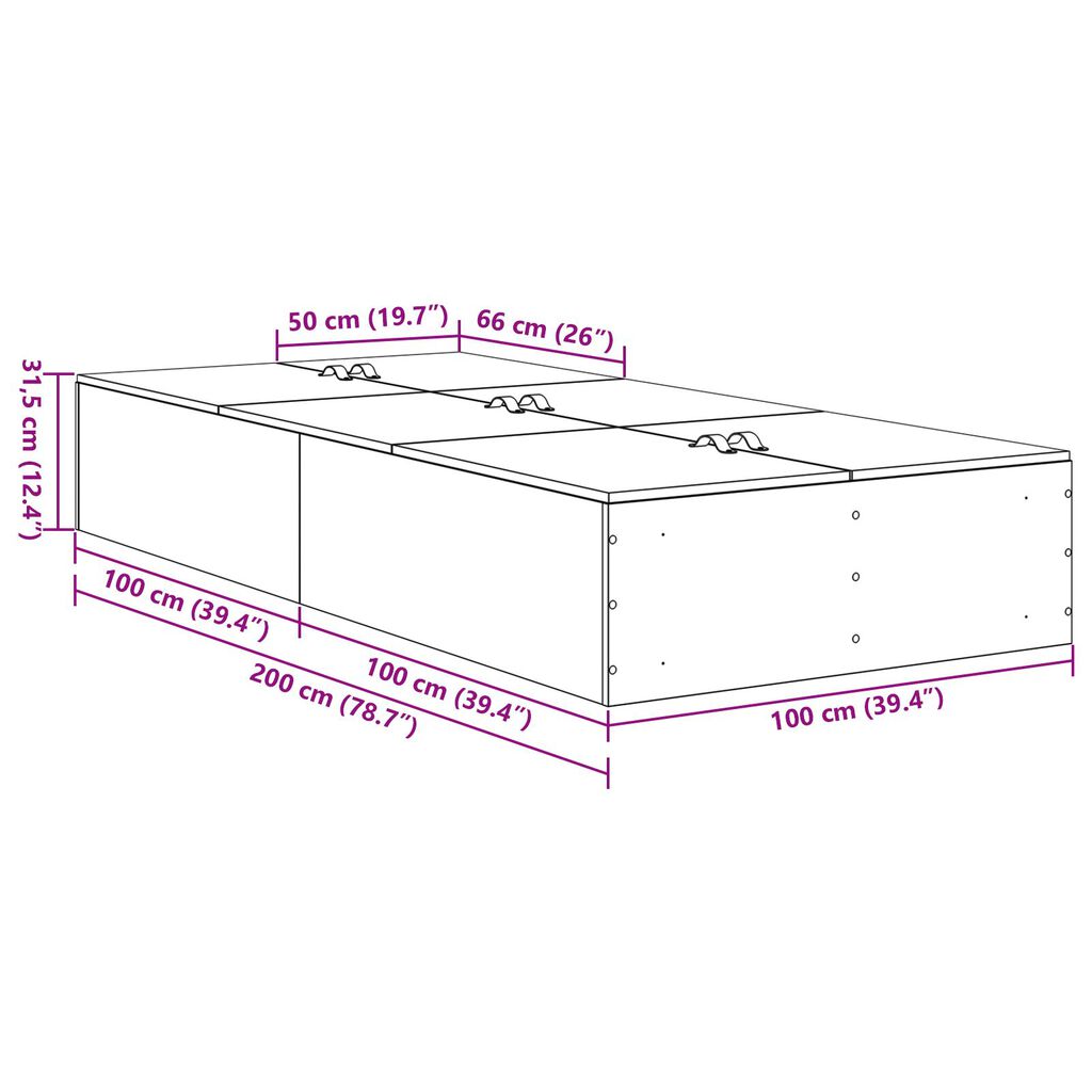 vidaXL Κρεβάτι Αποθήκευσης Σκούρο Γκρι 100x200 εκ