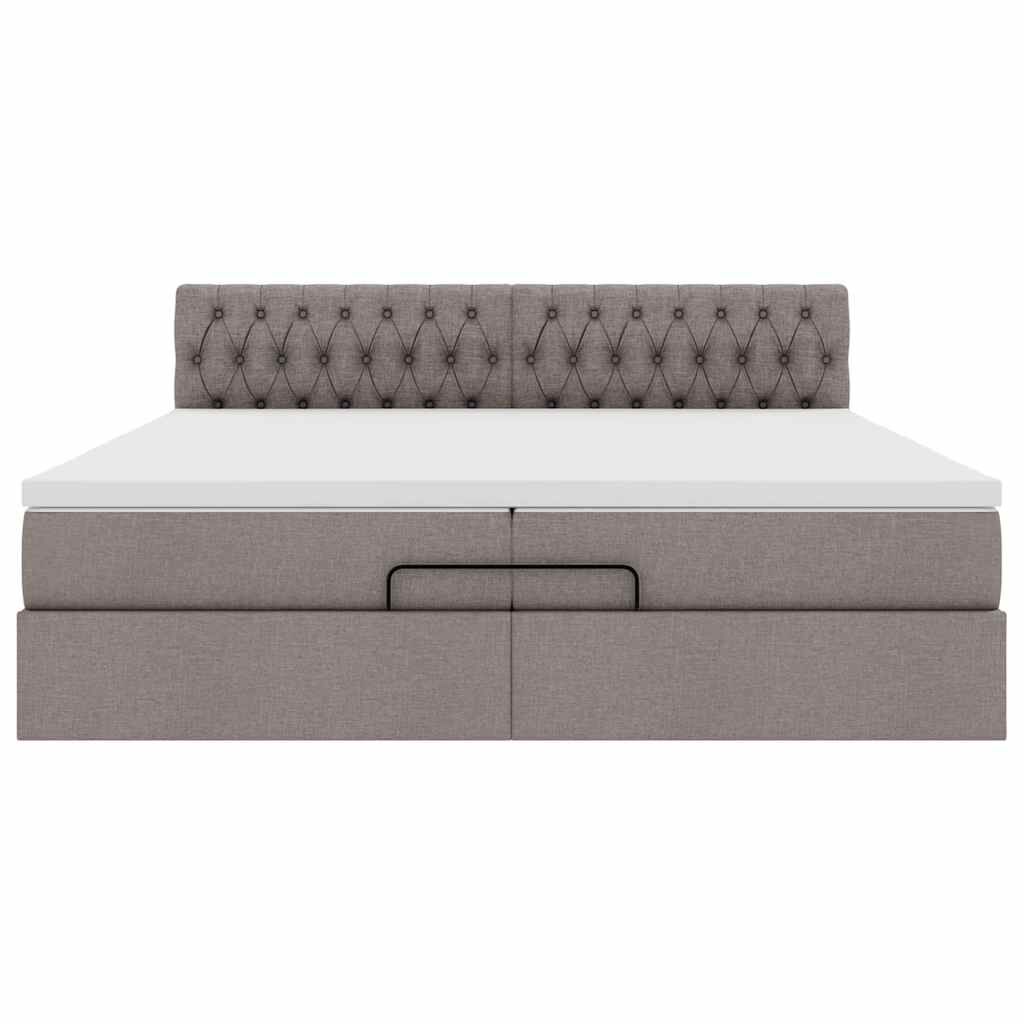 vidaXL Οθωμανικό κρεβάτι με στρώματα & LEDs Taupe 200x200cm ύφασμα