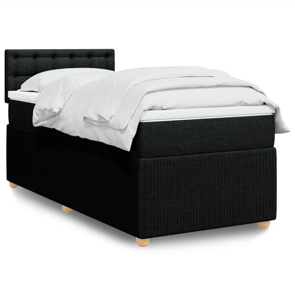 vidaXL Κρεβάτι Boxspring με Στρώμα Μαύρο 100 x 200 εκ. Υφασμάτινο
