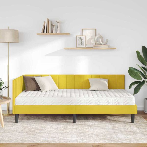 vidaXL Κρεβάτι Γωνίας με στρώμα Κίτρινο 90 x 200 cm Βελούδο