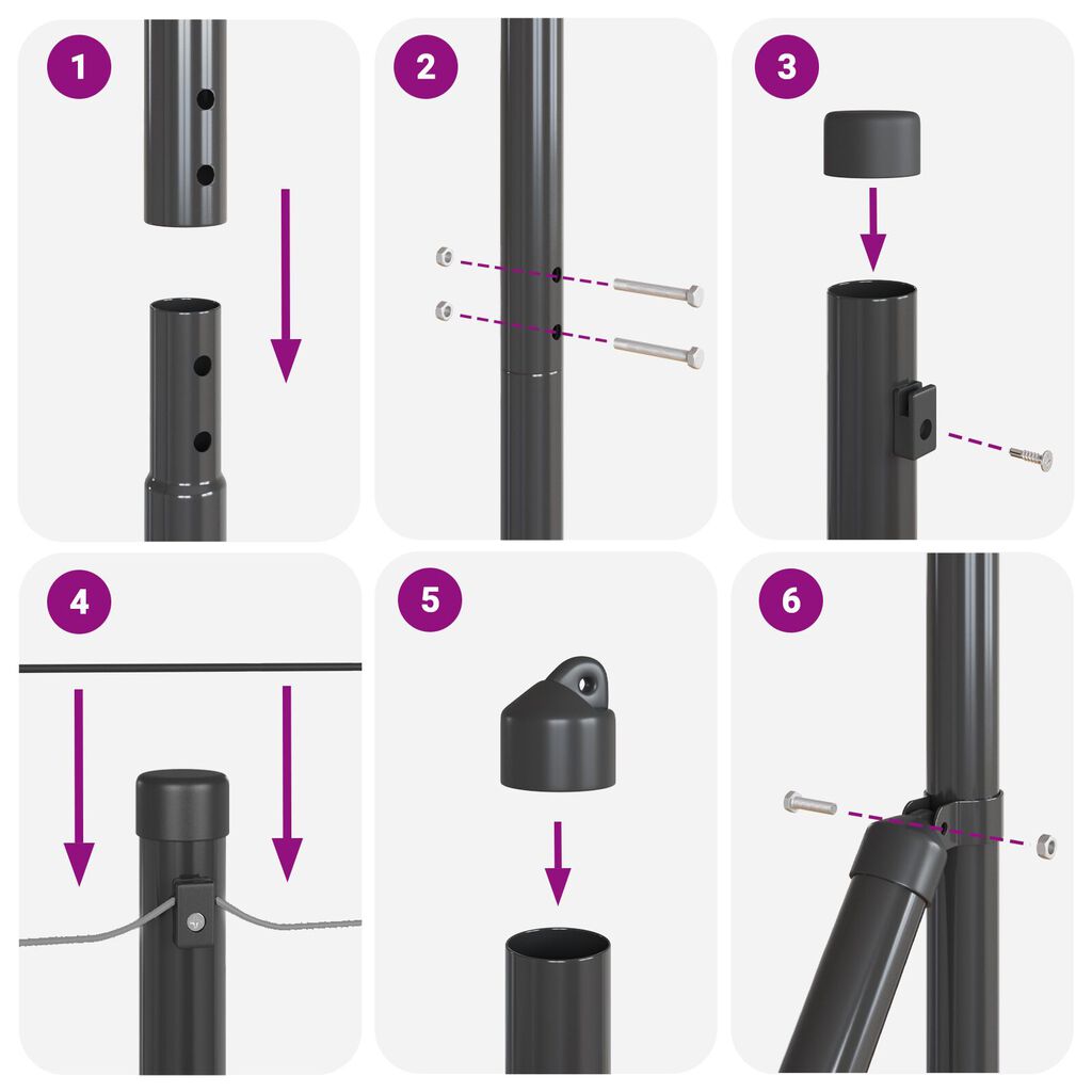 vidaXL Στηλοί Φράχτη με Ακίδα 52 τεμάχια Ø32 mm 180 cm Γαλβανισμένο Χάλυβα