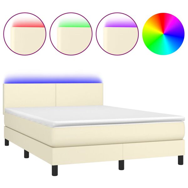 vidaXL &Kappa;&rho;&epsilon;&beta;ά&tau;&iota; Boxspring &mu;&epsilon; &Sigma;&tau;&rho;ώ&mu;&alpha; & LED &Kappa;&rho;&epsilon;&mu; 140x190 &epsilon;&kappa;. &Sigma;&upsilon;&nu;&theta;. &Delta;έ&rho;&mu;&alpha;