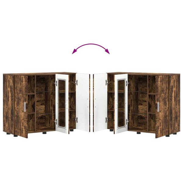 vidaXL Πλαϊνό γραφείο με ράφι Καπνιστή δρυς 55.5 x 29 x 100 εκ