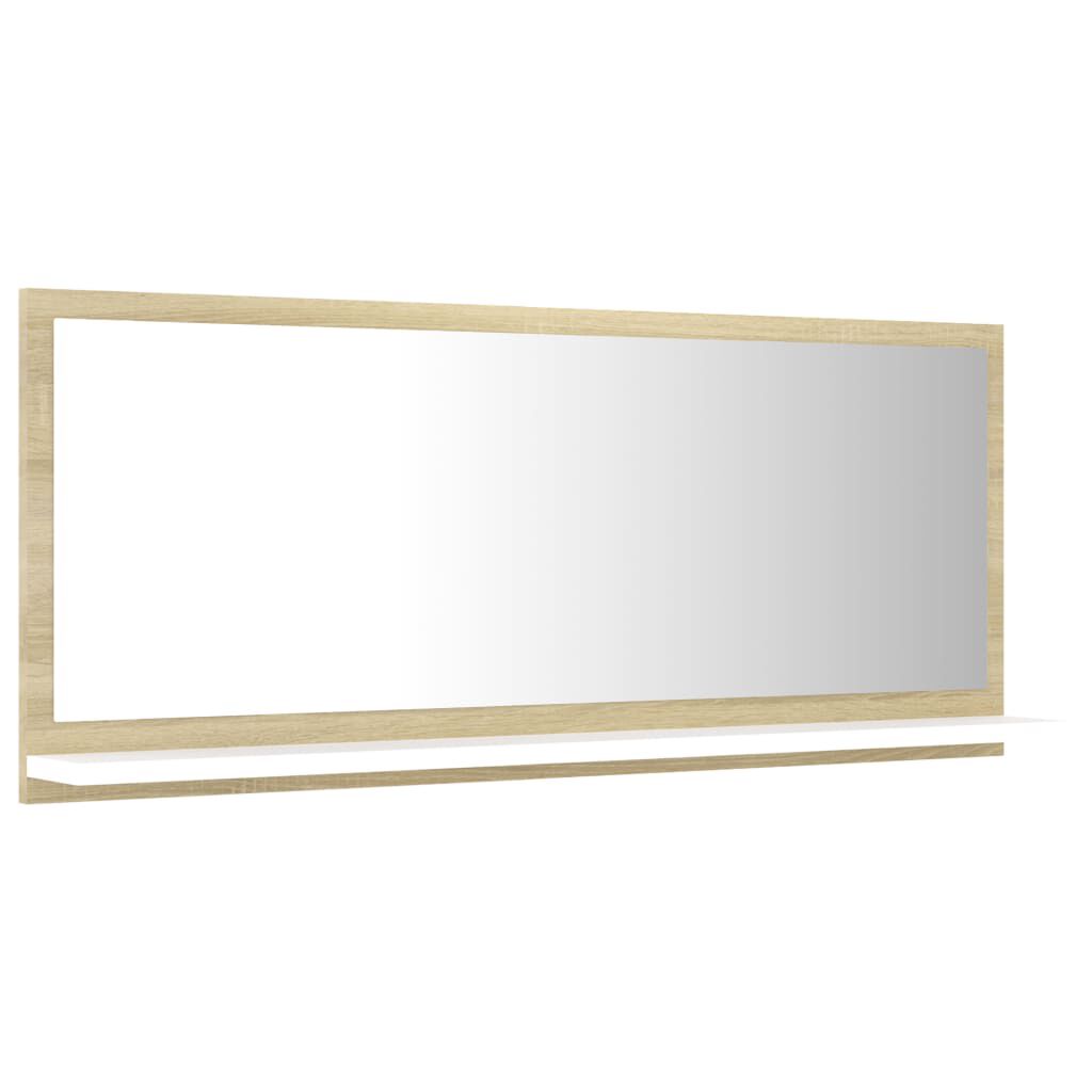 vidaXL Καθρέφτης Μπάνιου Λευκό/Sonoma Δρυς 90x10,5x37 εκ. Μοριοσανίδα