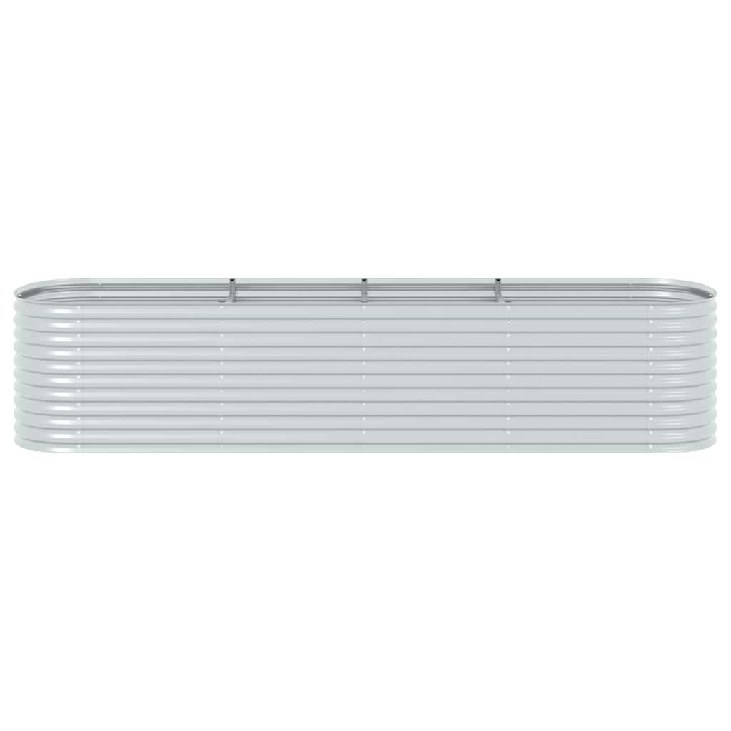 vidaXL Ζαρντινιέρα Υπερυψωμένη Ασημί 400x80x81 εκ. Γαλβανισμ. Χάλυβας