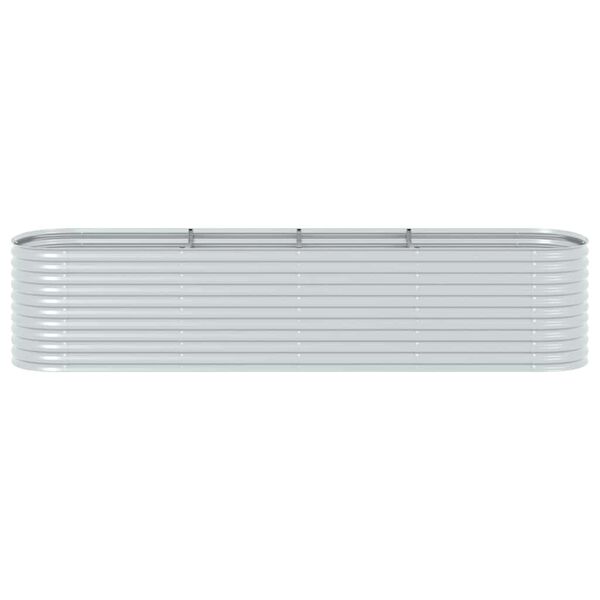 vidaXL Ζαρντινιέρα Υπερυψωμένη Ασημί 400x80x81 εκ. Γαλβανισμ. Χάλυβας