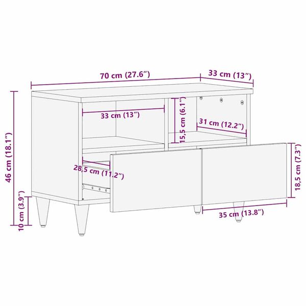 vidaXL Ντουλάπες & ράφια αποθήκευσης μέσων Καφέ 70 x 33.5 x 46 εκ.