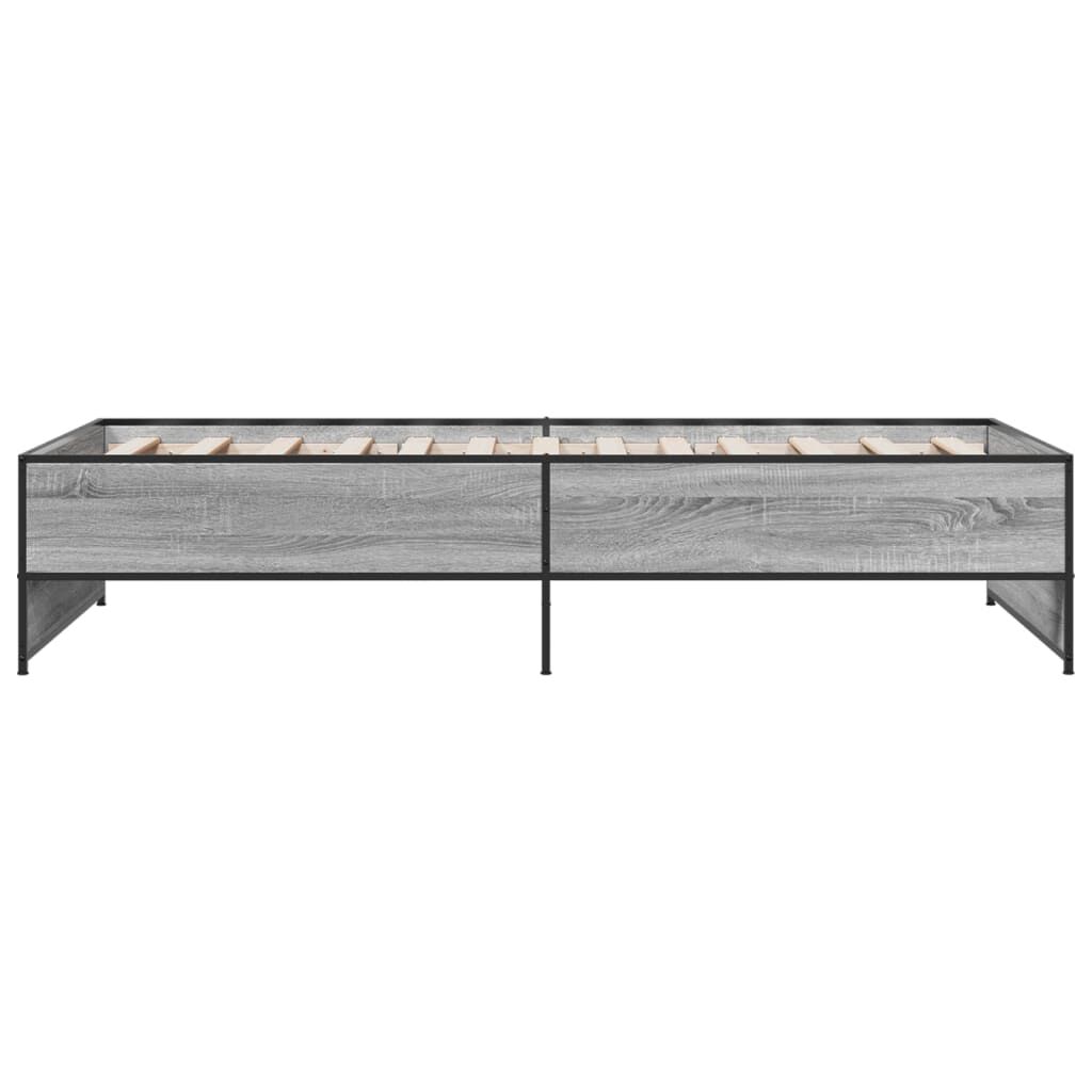 vidaXL Πλαίσιο Κρεβατιού Γκρι Sonoma 75x190 εκ. Επεξ. Ξύλο & Μέταλλο