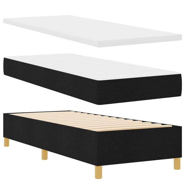 vidaXL Κρεβάτι Box Spring με Στρώμα & LED Μαύρο 80x200 εκ. Ύφασμα