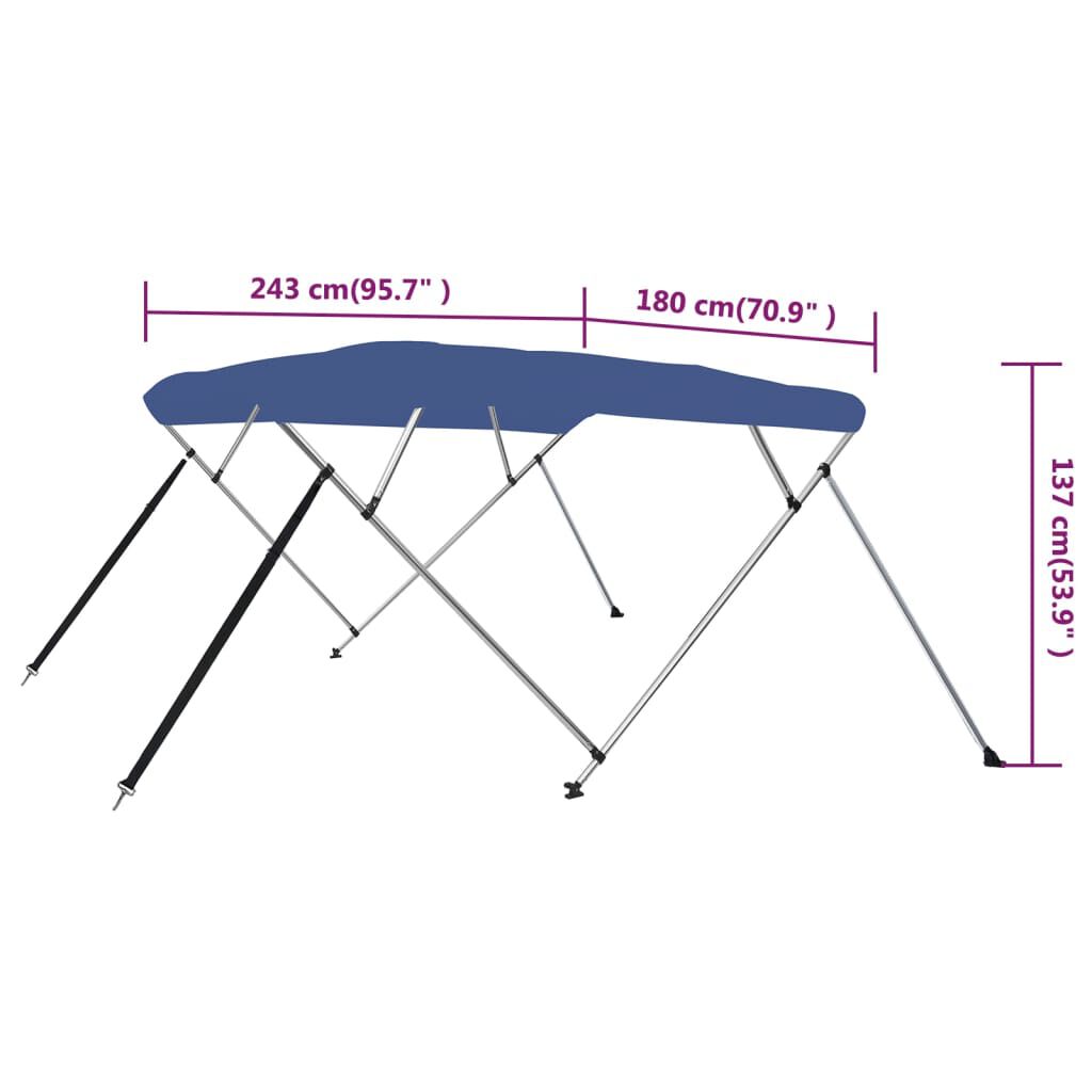 vidaXL Τέντα Σκάφους με 4 Αψίδες Μπλε 243 x 180 x 137 εκ.
