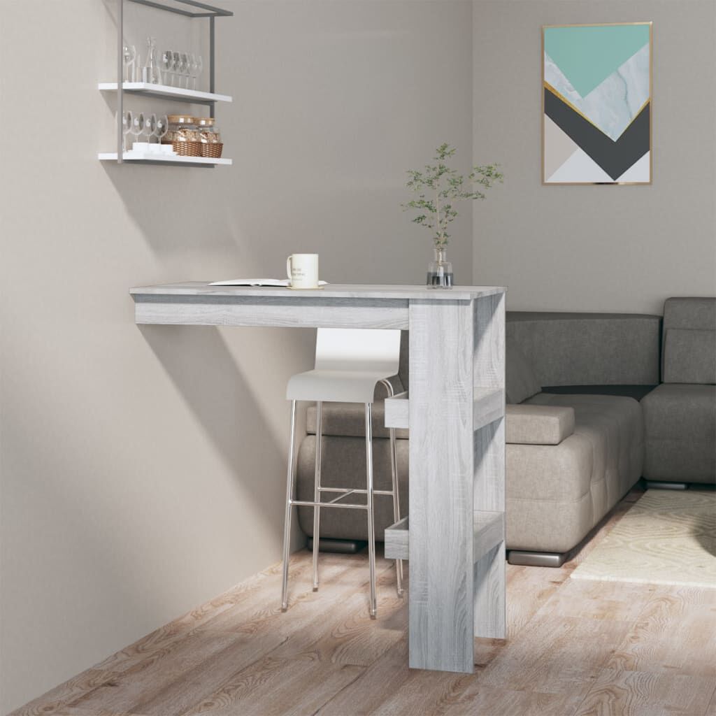 vidaXL Τραπέζι Μπαρ Τοίχου Γκρι Sonoma 102x45x103,5 εκ. Επεξεργ. Ξύλο