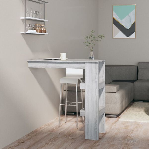 vidaXL Τραπέζι Μπαρ Τοίχου Γκρι Sonoma 102x45x103,5 εκ. Επεξεργ. Ξύλο