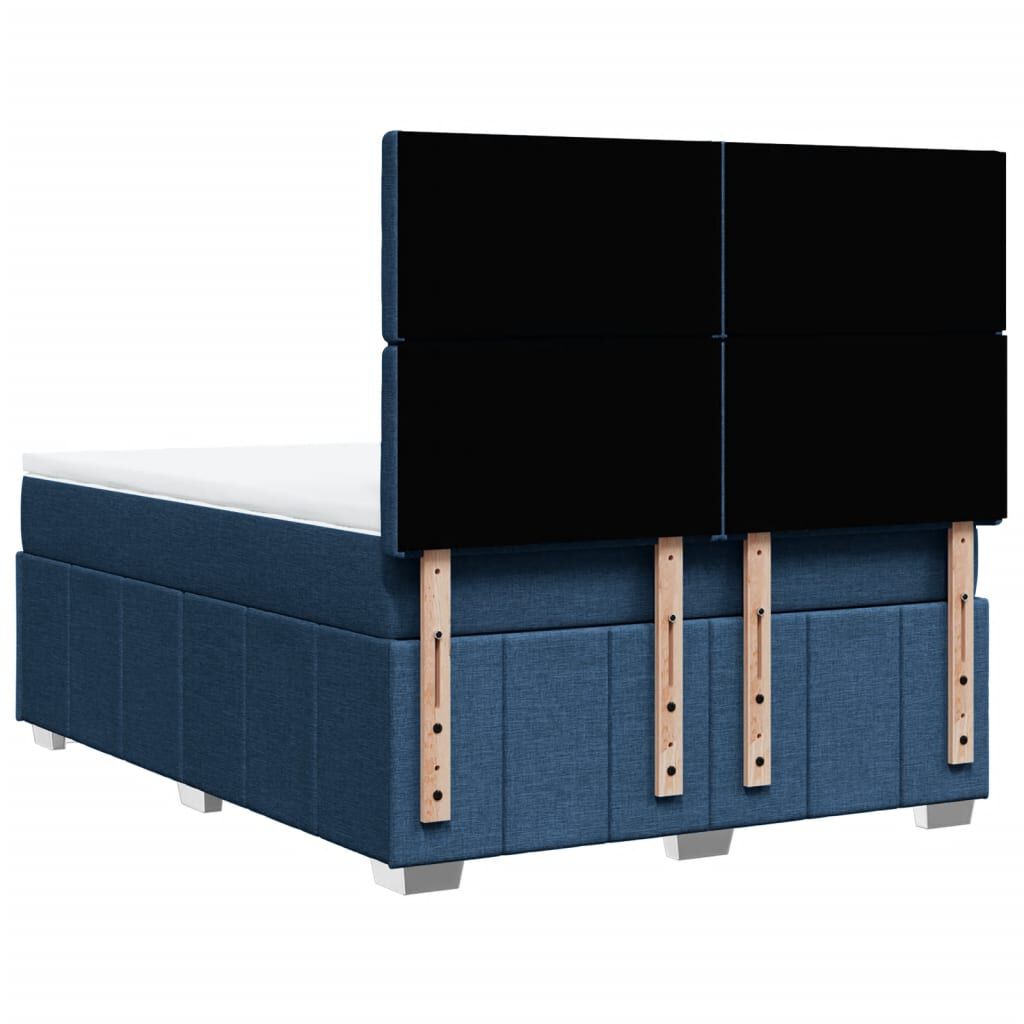 vidaXL Κρεβάτι Boxspring με Στρώμα Μπλε 140x200 εκ. Υφασμάτινο