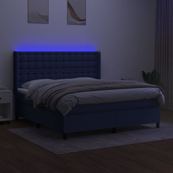 vidaXL &Kappa;&rho;&epsilon;&beta;ά&tau;&iota; Boxspring &mu;&epsilon; &Sigma;&tau;&rho;ώ&mu;&alpha; & LED &Mu;&pi;&lambda;&epsilon; 160x200 &epsilon;&kappa;. &Upsilon;&phi;&alpha;&sigma;&mu;ά&tau;&iota;&nu;&omicron;