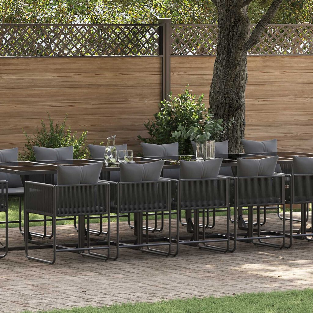 vidaXL Σέτ φαγητού για κήπο 17 pcs Μαύρο Ατσάλι