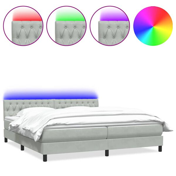vidaXL &Kappa;&rho;&epsilon;&beta;ά&tau;&iota; Boxspring &mu;&epsilon; &Sigma;&tau;&rho;ώ&mu;&alpha; & LED &alpha;&nu;&omicron;&iota;&chi;&tau;ό &gamma;&kappa;&rho;&iota; 200x220 &epsilon;&kappa;. &Beta;&epsilon;&lambda;&omicron;ύ&delta;&iota;&nu;&omicron;