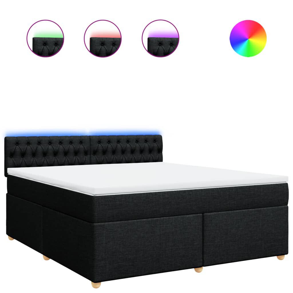 vidaXL Κρεβάτι Boxspring με Στρώμα Μαύρο 180x200 εκ. Υφασμάτινο