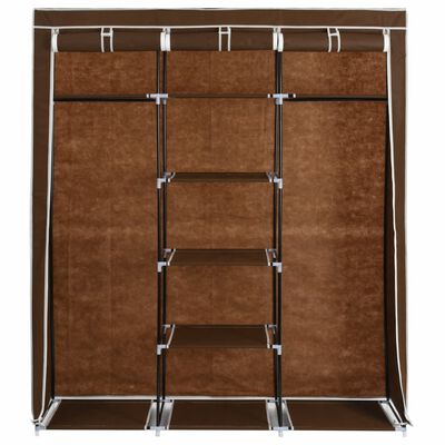 282454 vidaXL Wardrobe with Compartments and Rods Brown 150x45x175 cm Fabric