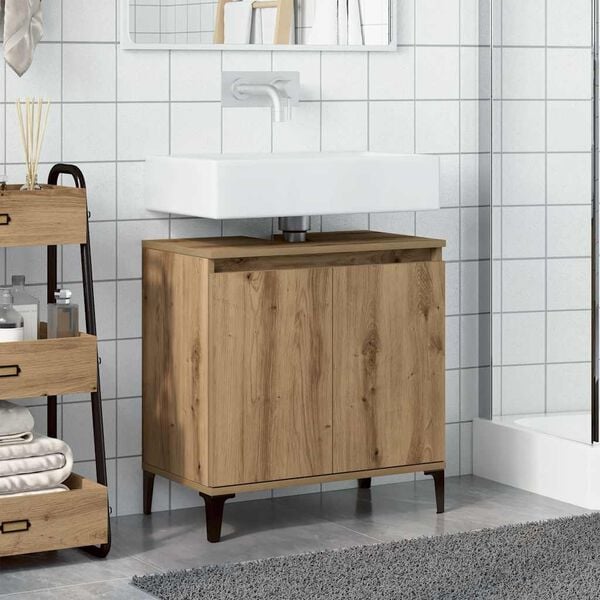 vidaXL Ντουλάπι Νιπτήρα τεχνίτης Δρυς 58x33x60 εκ. Επεξεργασμένο Ξύλο