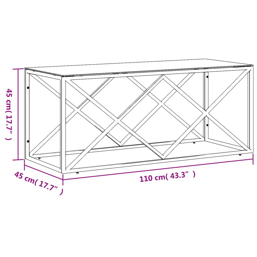 vidaXL Τραπέζι Σαλονιού 110x45x45 εκ. από Ανοξ. Ατσάλι και Γυαλί