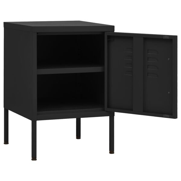 vidaXL Κομοδίνα 2 τεμ. Μαύρα 35 x 35 x 51 εκ. Ατσάλινα