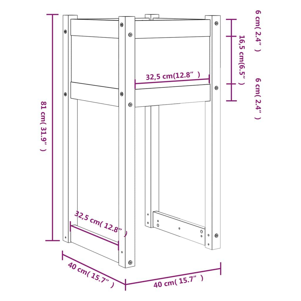 vidaXL Ζαρντινιέρες 2 τεμ. 40x40x81 εκ. από Μασίφ Ξύλο Πεύκου