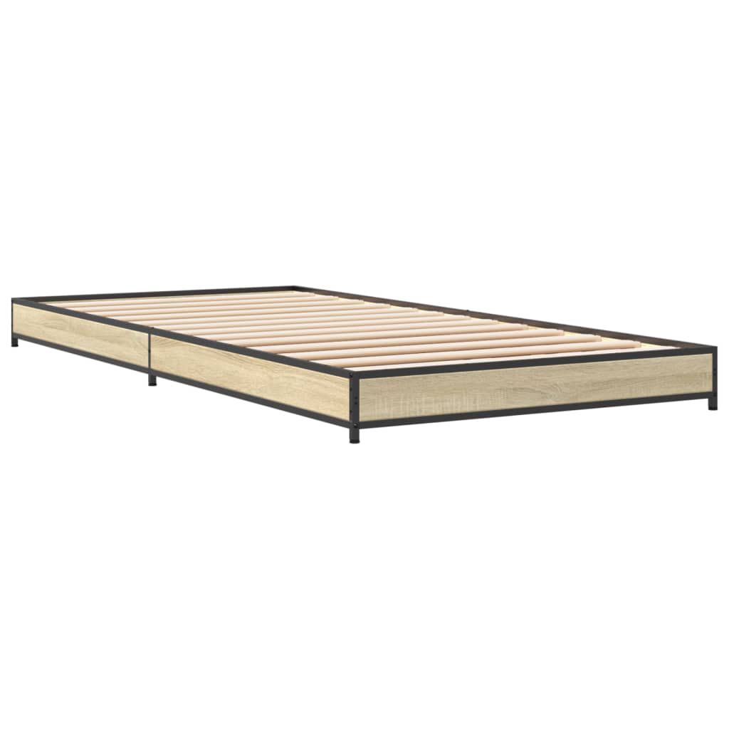 vidaXL Πλαίσιο Κρεβατιού Sonoma Δρυς 75 x 190 εκ. Επεξ. Ξύλο & Μέταλλο