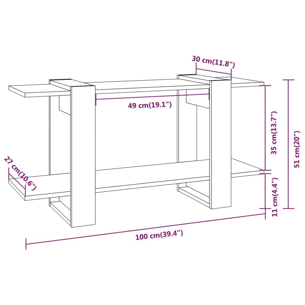 vidaXL Βιβλιοθήκη Ραφιέρα Γκρι Sonoma 100x30x51 εκ. Επεξεργασμένο Ξύλο
