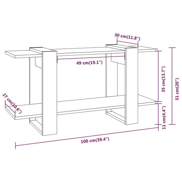 vidaXL Βιβλιοθήκη Ραφιέρα Γκρι Sonoma 100x30x51 εκ. Επεξεργασμένο Ξύλο