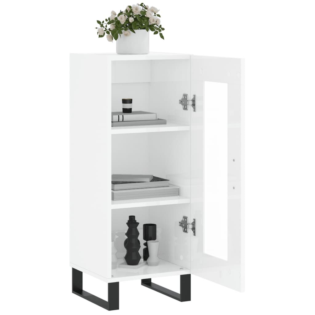 vidaXL Ντουλάπι Γυαλιστερό Λευκό 34,5x34x90 εκ. Επεξεργασμένο Ξύλο