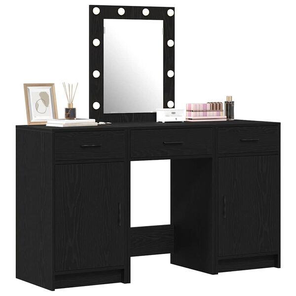 vidaXL Τραπέζι περιποίησης με συρτάρι 3 pcs Μαύρο 50 x 41 x 135 εκ