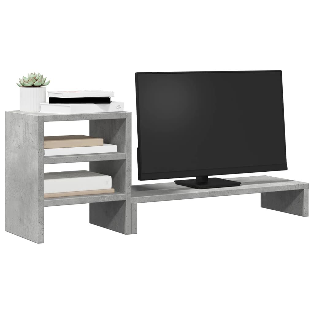 vidaXL Βάση Οθόνης με Organiser Γραφείου Γκρι Σκυρ. από Επεξ. Ξύλο