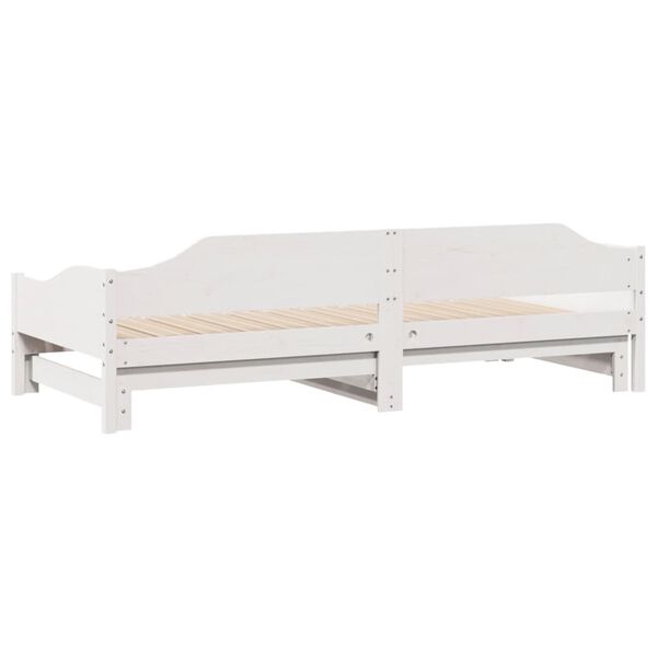 vidaXL Καναπές Κρεβάτι Συρόμενος Λευκός 90 x 190 εκ. Μασίφ Ξύλο Πεύκου