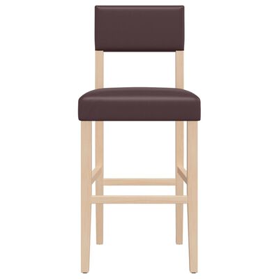 vidaXL Καρέκλες Μπαρ 2 τεμ. Μασίφ Καουτσουκόδεντρο / Συνθετικό Δέρμα