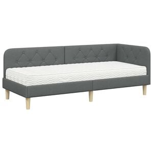 vidaXL Κρεβάτι Γωνίας με στρώμα Σκούρο Γκρι 80 x 200 cm ύφασμα