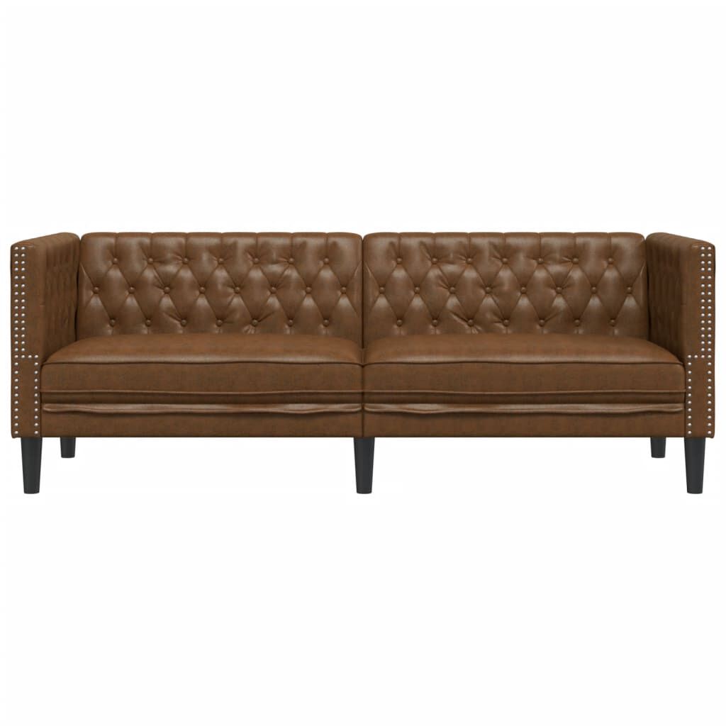 vidaXL Καναπές Chesterfield 3θέσιος Καφέ δέρμα Faux Suede Brown