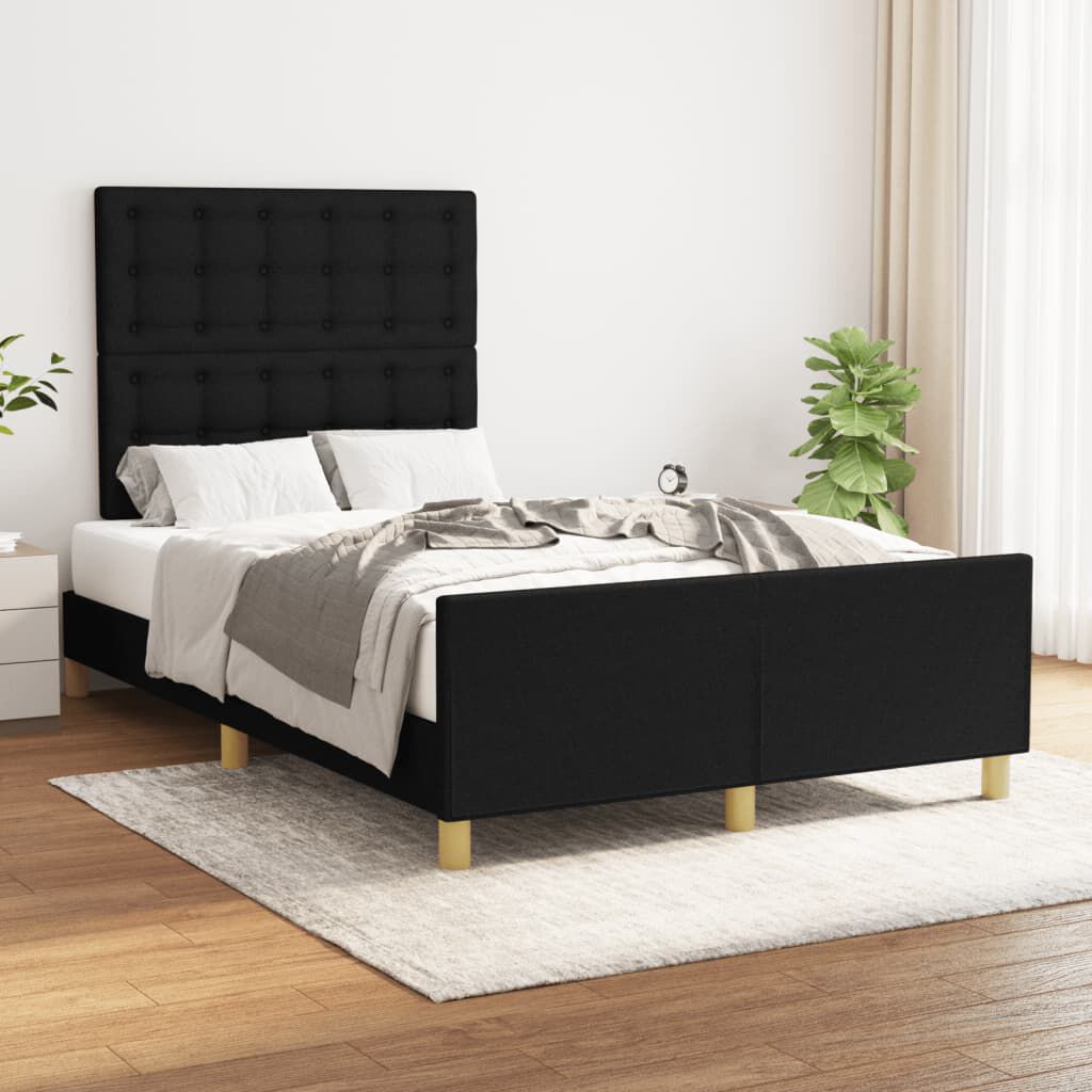 vidaXL Πλαίσιο Κρεβατιού χωρίς στρώμα Μαύρο 120x190 εκ. Υφασμάτινο