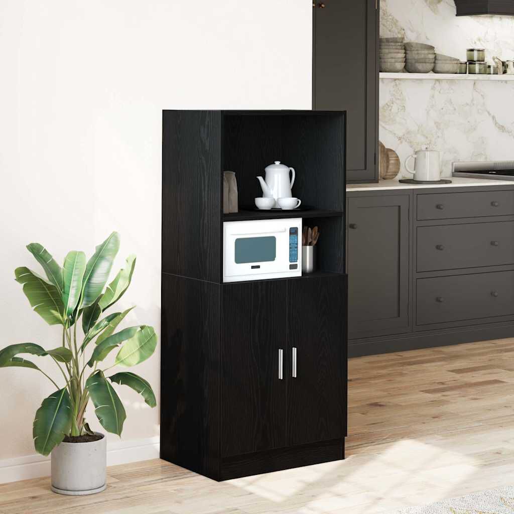 vidaXL Στήλη Κουζίνας Μαύρη 57x41,5x131,5 εκ. από Επεξεργασμένο Ξύλο