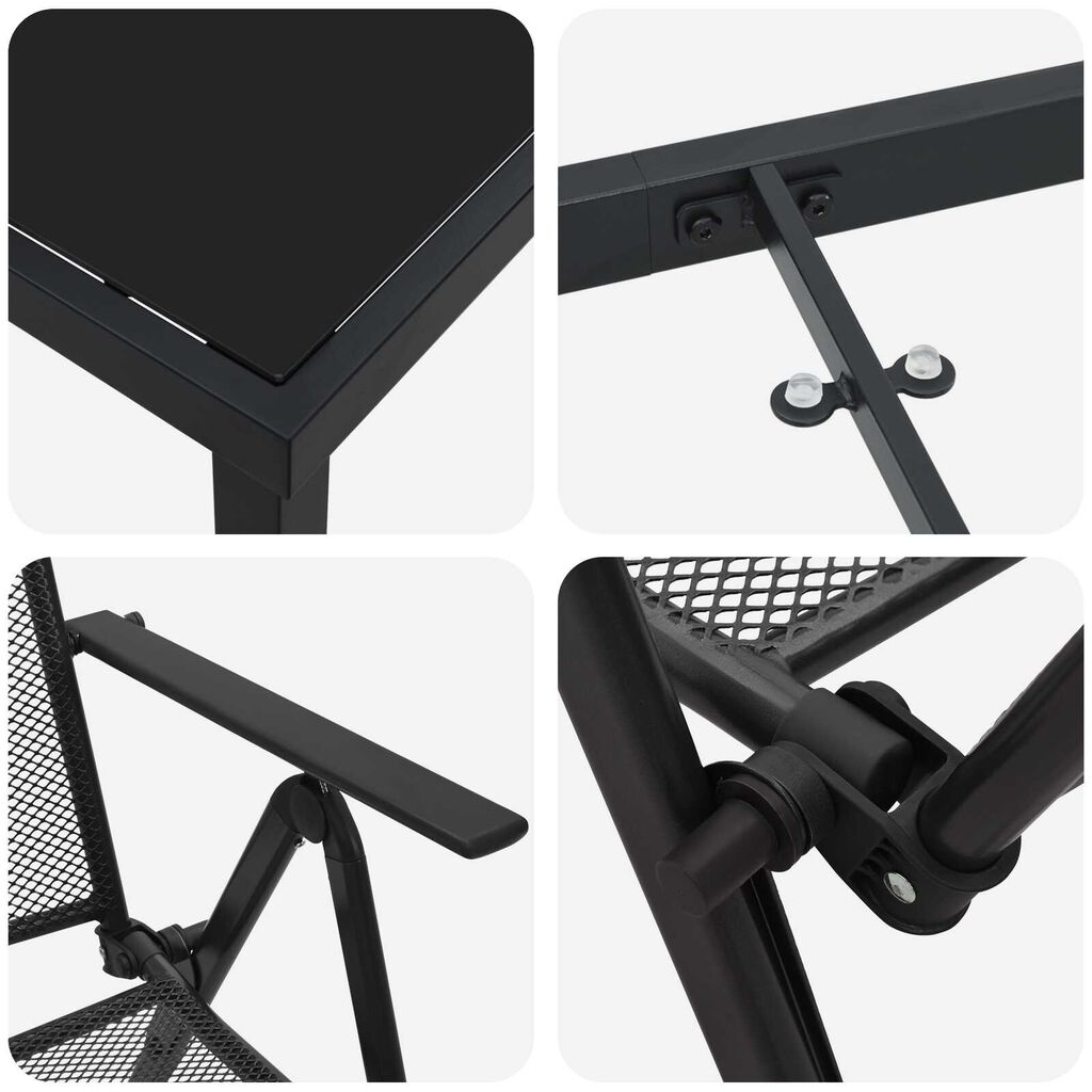 vidaXL Σέτ φαγητού για κήπο Πτυσσόμενος 5 pcs Ανθρακί Ατσάλι